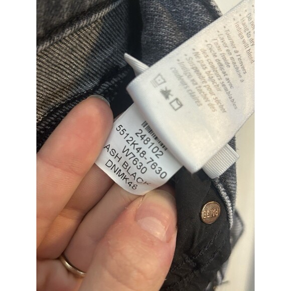 Paige Cindy High Rise Straight Ankle Jeans Womens 26 Ash Black Raw Hem Retro - Picture 11 of 12